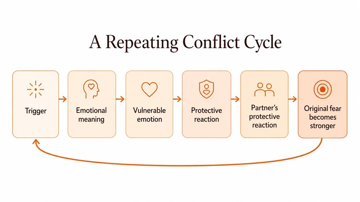 a repeating conflict cycle infograph